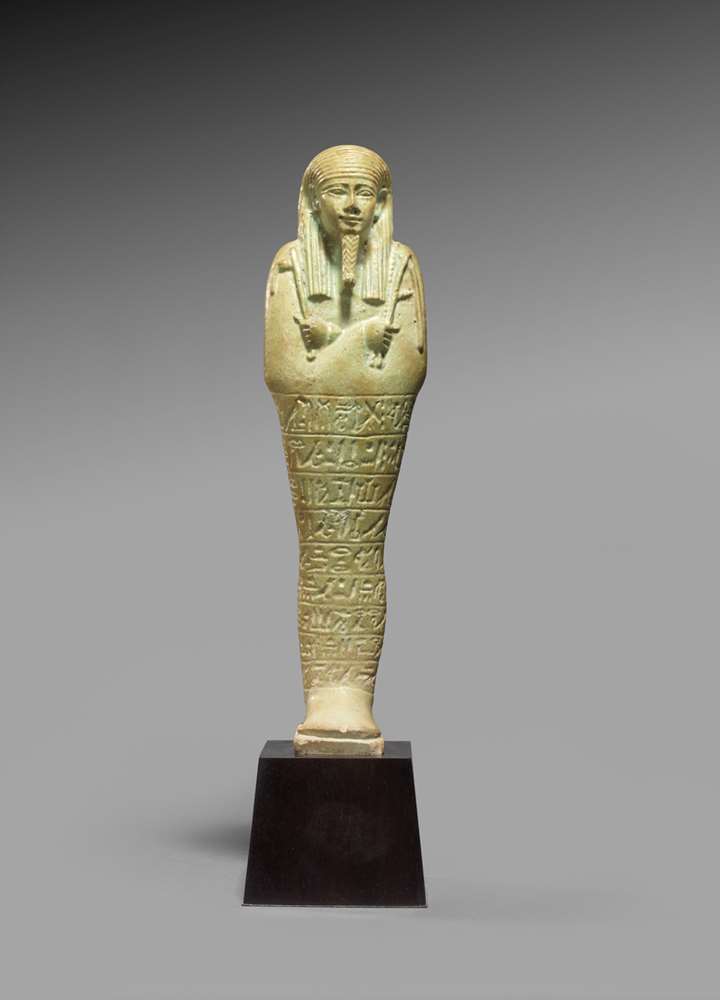 Egyptian faience ushabti for Pakhaas born of Tachedidi